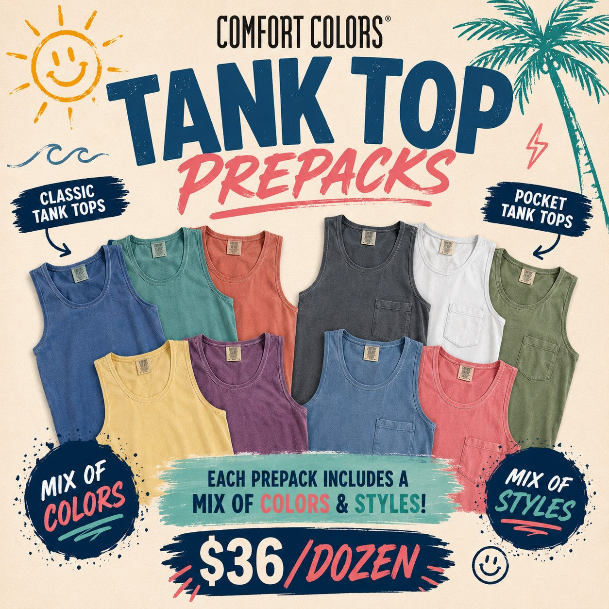 Comfort Colors Tanks Pre-pack
